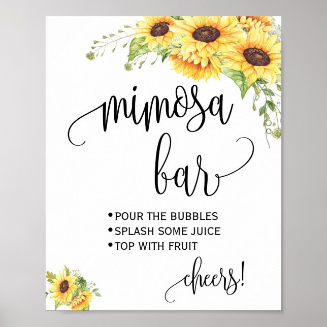 Mimosa bar sign bridal wedding shower sunflowers (Front)