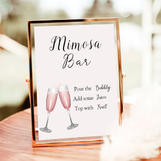 Mimosa Bar Sign Pink Champagne Bridal Shower