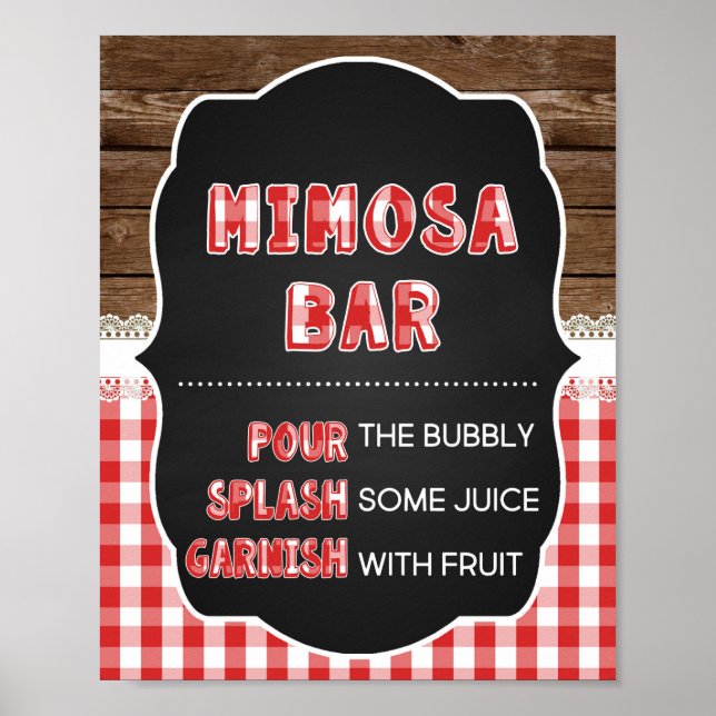 Mimosa Bar Sign - Red Baby Q (Front)
