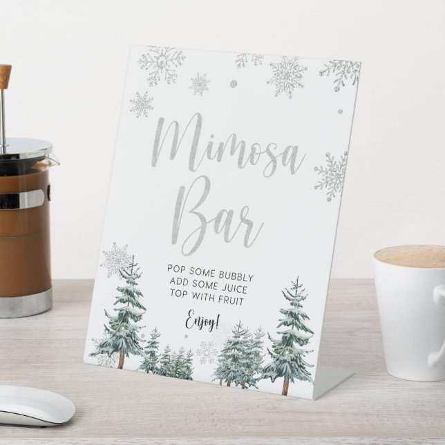Mimosa Bar sign, silver winter sign (In SItu)