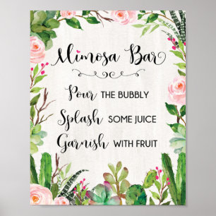 Mimosa Bar Sign Succulent Cactus Floral Wedding
