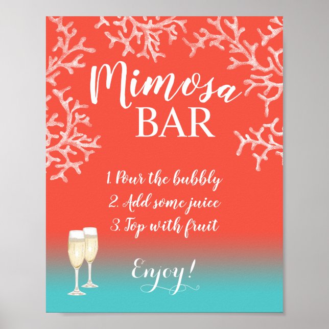 Mimosa Bar Sign | Tropical Beach Coral Reef (Front)