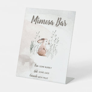 Mimosa Bar Sign, Woodland Animals Baby Shower Pedestal Sign