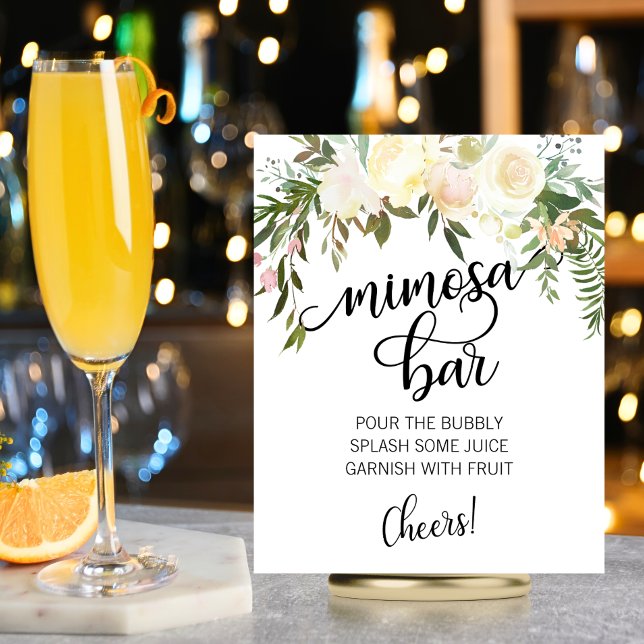 MIMOSA BAR Watercolor Floral Pink Cream Sign (MIMOSA BAR Watercolor Floral Pink Cream Sign)