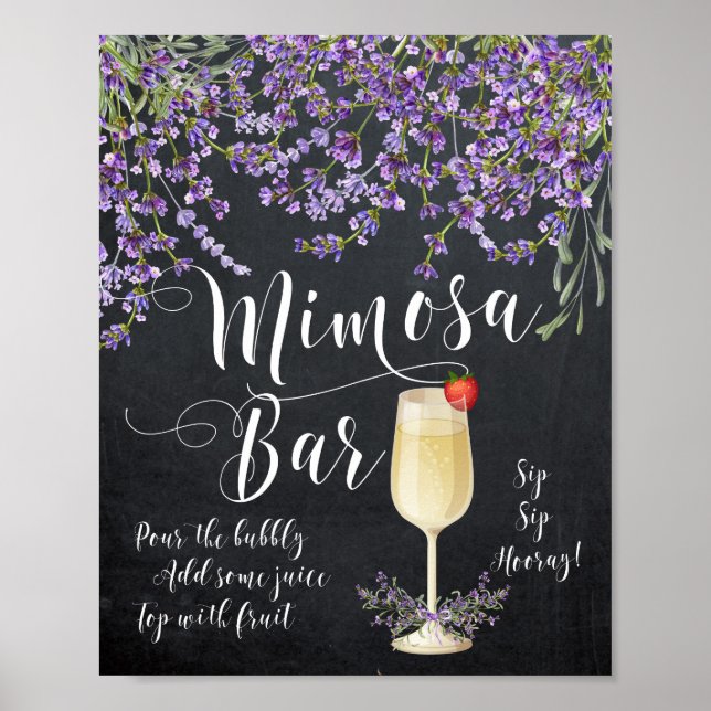 Mimosa Bar Wedding Sign Lilac purple lavender (Front)