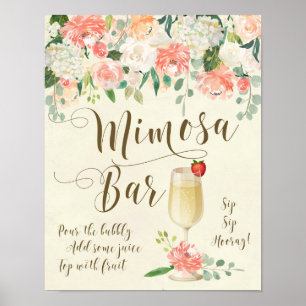 Mimosa Bar Wedding Sign peach florals