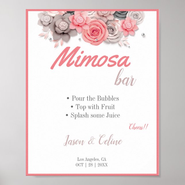 Mimosa Bar Wedding Sign Poster (Front)