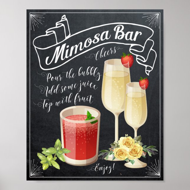 Mimosa Bar Wedding Sign yellow roses BBQ (Front)