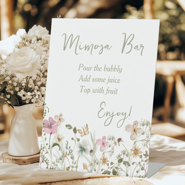 Mimosa Bar Wildflower Bridal Shower Pedestal Sign (Creator Uploaded)