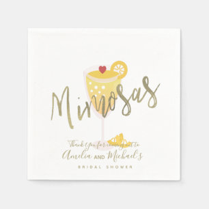 Mimosa Bridal Shower Thank You Gold Yellow Napkin