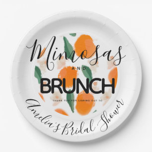 Mimosa Brunch Hand Drawn  Bridal Shower    Paper Plate