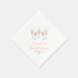 Mimosa Champagne Bellini Peach Bridal Shower Napkin