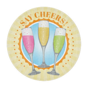 Mimosa Colourful Champagne Glasses Cutting Board