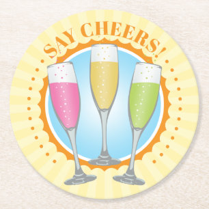 Mimosa Colourful Champagne Glasses Paper Coaster