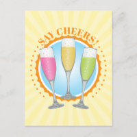 Mimosa Colourful Champagne Glasses Postcard