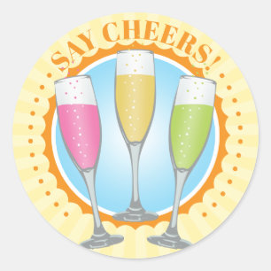 Mimosa Colourful Champagne Glasses Round Sticker