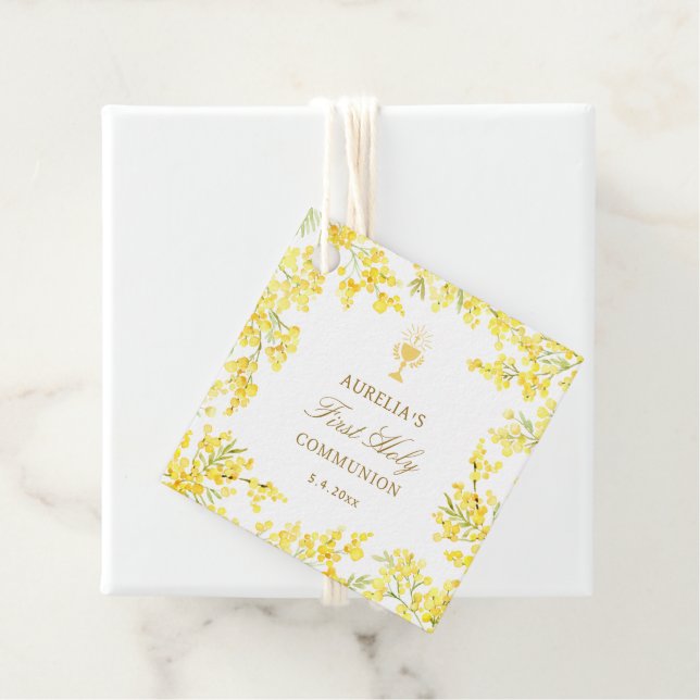 Mimosa First Communion Favour Tags (In Situ)