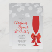 Mimosa Glass Christma Brunch and Bubbly Invitation