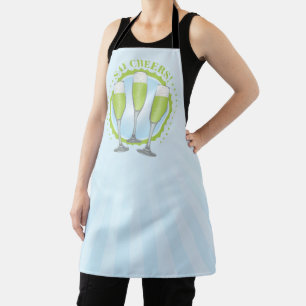 Mimosa Green Champagne Glasses Apron