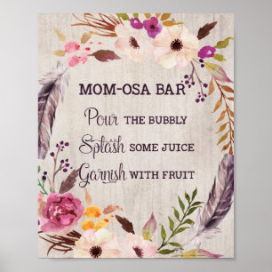 Mimosa Momosa Bar Sign Rustic Floral Baby Shower