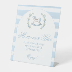 Mimosa Mum-osa bar Blue horse baby shower Pedestal Sign