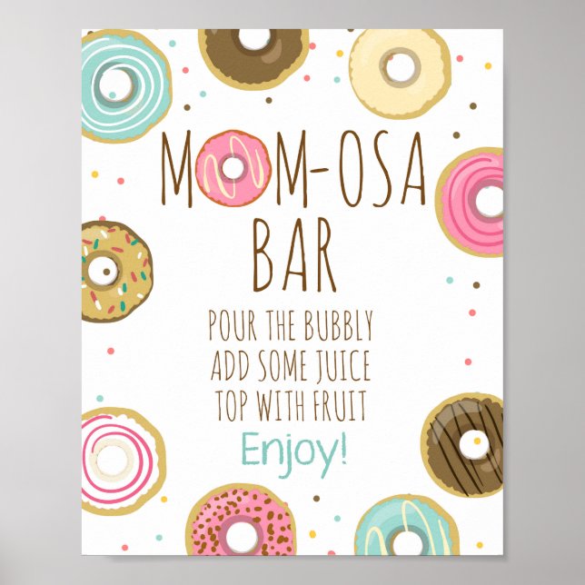 Mimosa Mum-osa Bar Doughnut Baby Shower Table Sign (Front)