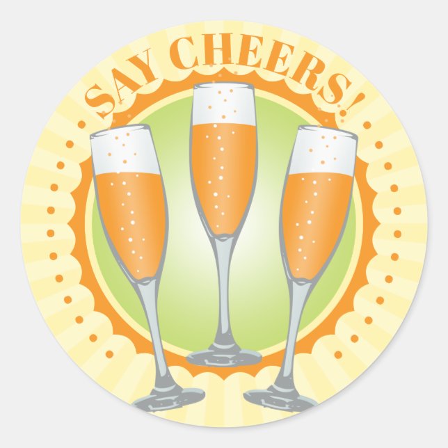 Mimosa Orange Champagne Glasses Classic Round Sticker (Front)
