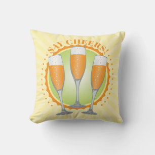 Mimosa Orange Champagne Glasses Cushion