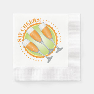 Mimosa Orange Champagne Glasses Napkin
