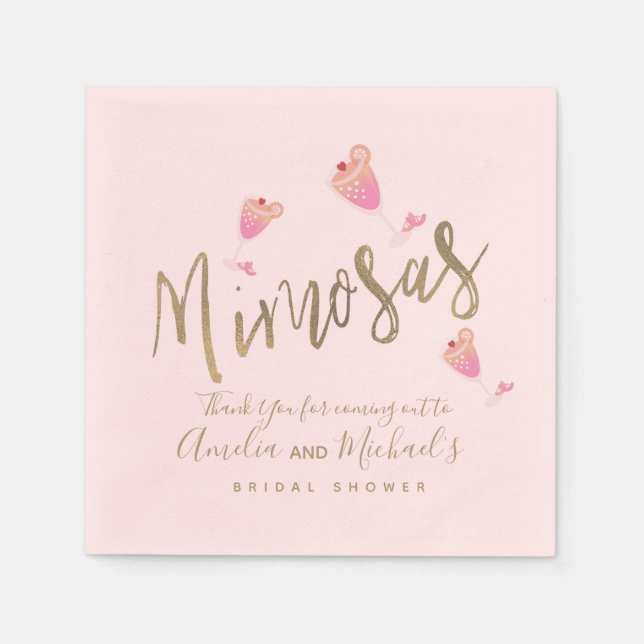 Mimosa Pink Bridal Shower Thank You Confetti      Napkin (Front)