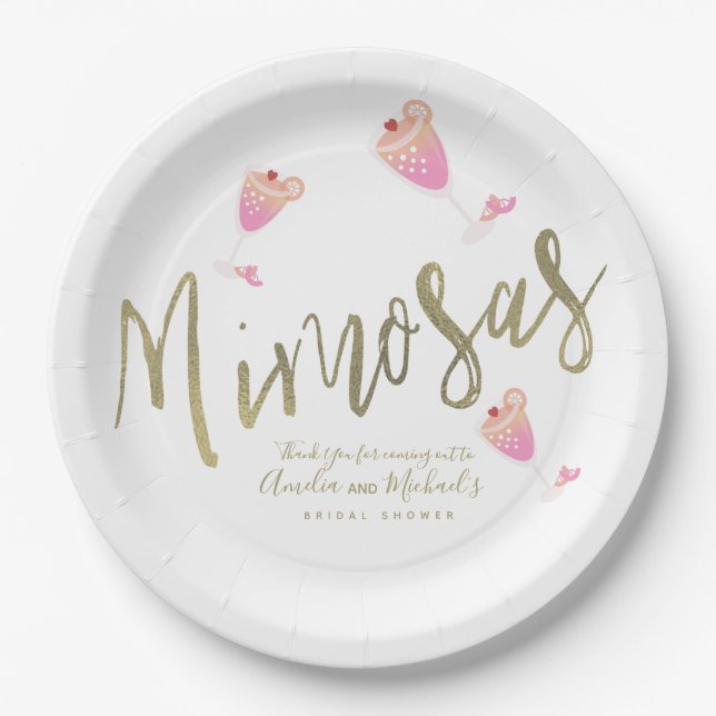 Mimosa Pink Bridal Shower Thank You Confetti       Paper Plate (Front)
