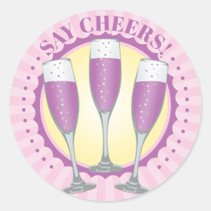 Mimosa Purple Champagne Glasses Round Sticker