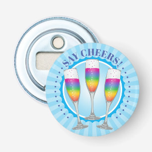 Mimosa Rainbow Champagne Glasses Bottle Opener