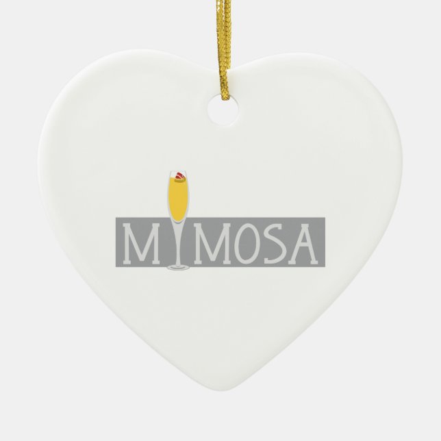 Mimosa Sign Ceramic Tree Decoration (Front)
