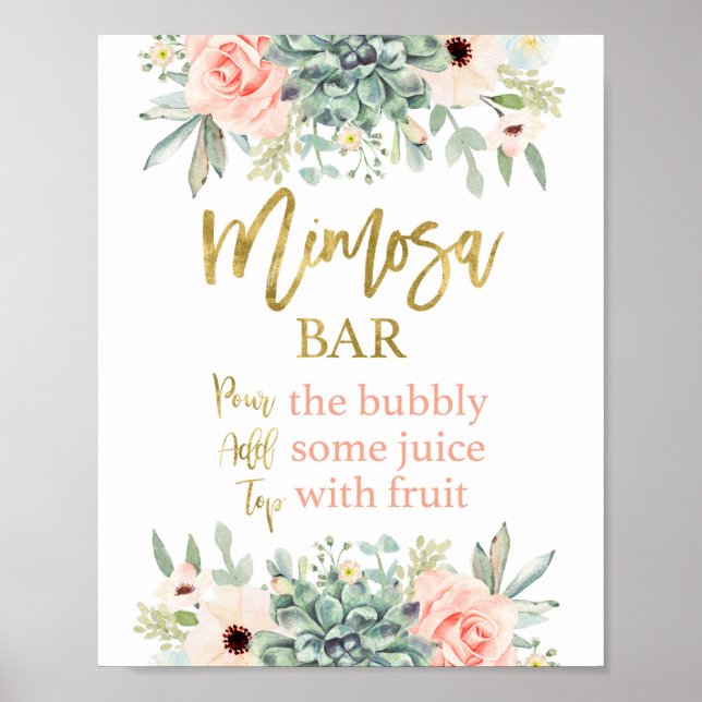 Mimosa sign, succulents floral sign (Front)