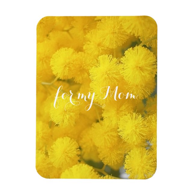 Mimosa. Yellow flowers. Magnet (Vertical)