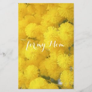 Mimosa. Yellow spring flowers Stationery
