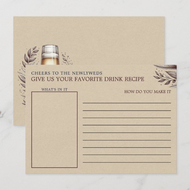 Mimosas & Matrimony Bridal Shower Drink Recipe Enclosure Card (Front/Back)