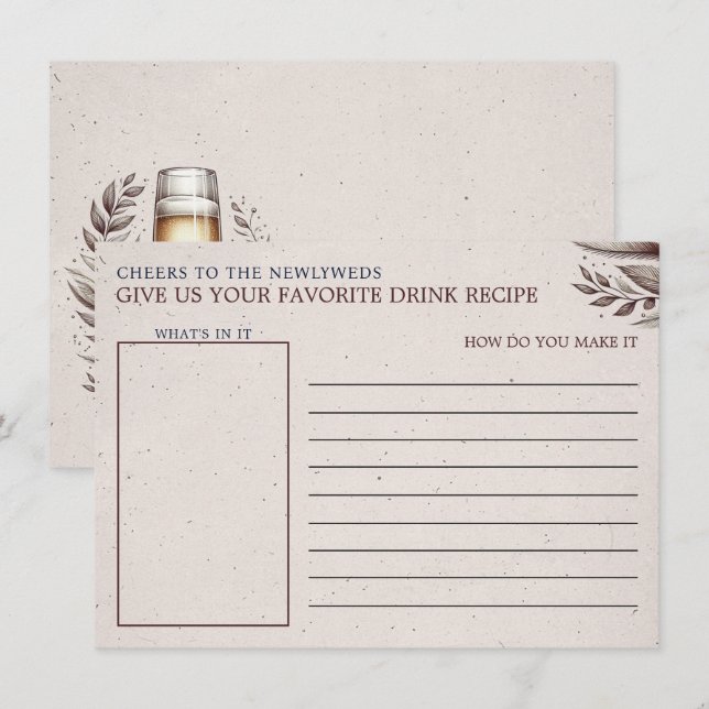 Mimosas & Matrimony Bridal Shower Drink Recipe Enclosure Card (Front/Back)