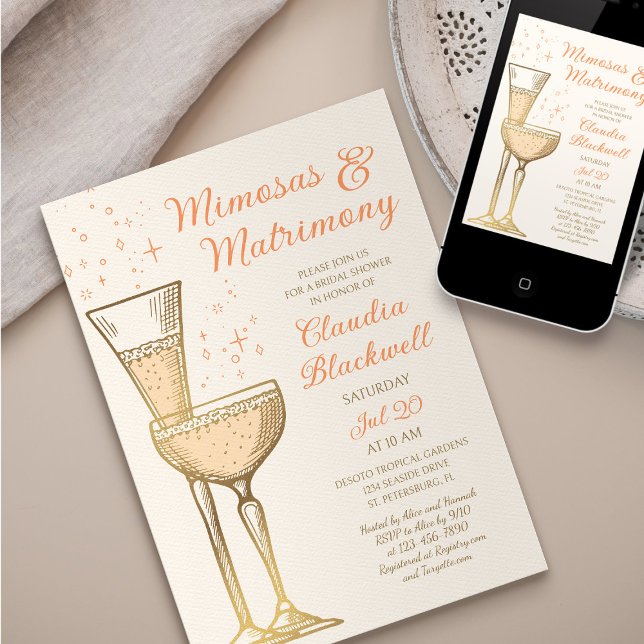 Mimosas Matrimony Bridal Shower Invitation (Creator Uploaded)