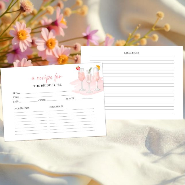Mimosas Pink Cocktails Bridal Shower Recipe Cards (Creator Uploaded)