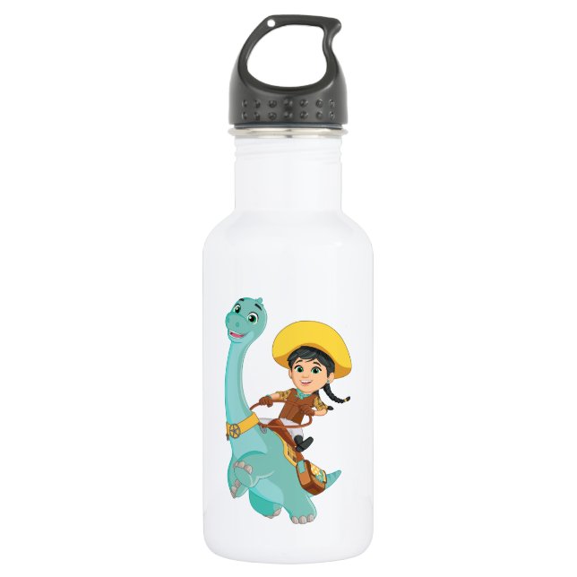 Min & Clover | Happy Cowgirl & Brontosaurus Ride 532 Ml Water Bottle (Front)