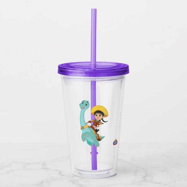 Min & Clover | Happy Cowgirl & Brontosaurus Ride Acrylic Tumbler (Front)