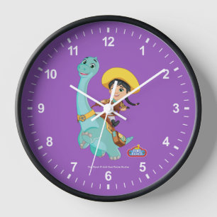 Min & Clover Happy Cowgirl & Brontosaurus Ride Clock