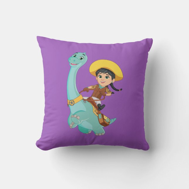 Min & Clover | Happy Cowgirl & Brontosaurus Ride Cushion (Front)