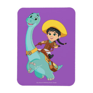 Min & Clover   Happy Cowgirl & Brontosaurus Ride Magnet