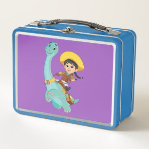 Min & Clover Happy Cowgirl & Brontosaurus Ride Metal Lunch Box