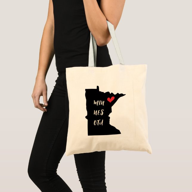 Min-Nes-Ota Minnesota Heart Tote Bag (Front (Product))