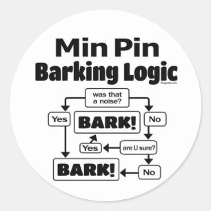 Min Pin Barking Logic Classic Round Sticker