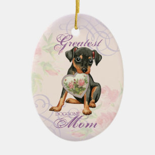 Min Pin Heart Mum Ceramic Ornament